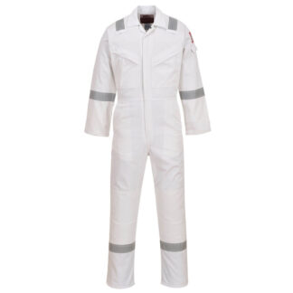 BizFlame Mens Aberdeen Flame Resistant Antistatic Coverall White M 32"