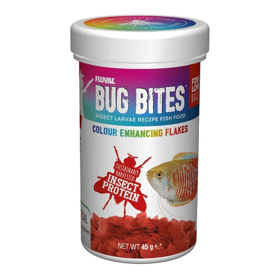 Fluval Bug Bites Colour Enhancing Flakes 2 Sizes - 45g