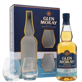 Glen Moray Peated / Glass Set Speyside Single Malt Scotch Whisky