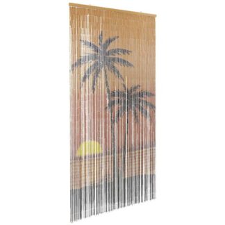 Insect Door Curtain Palm Tree Print 90x220 cm Bamboo Vidaxl