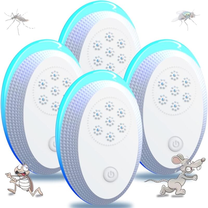Longziming - Ultrasonic Mosquito Repellent Plug, Ultrasonic Mouse Fly 4 Packs, Effective Mouse Repellent Device for Repelling Rats, Spiders,