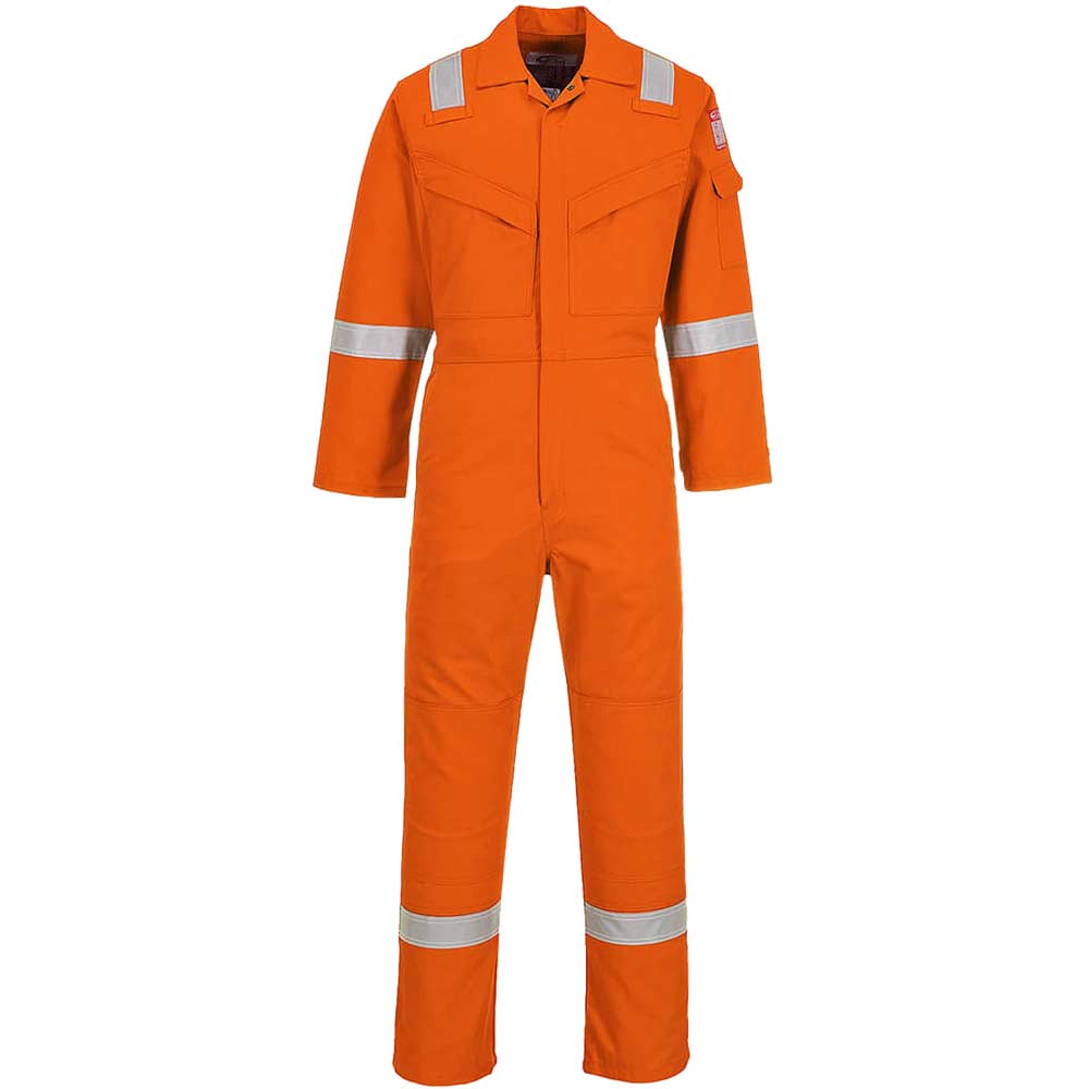BizFlame Mens Aberdeen Flame Resistant Antistatic Coverall Orange XL 32"