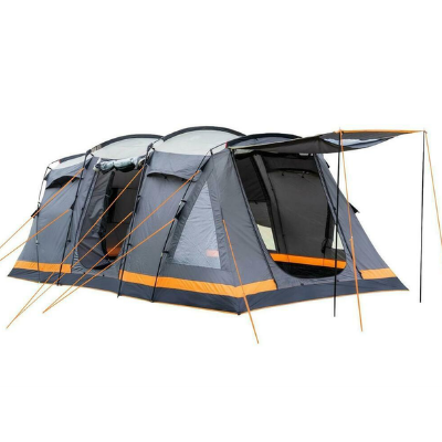 Orion 6 Berth / Person Tent - Grey & Orange - Roof Skylight - Extra Large Windows - Poled Tent - Fly Mesh Screens - Free Delivery - OLPRO B Corp