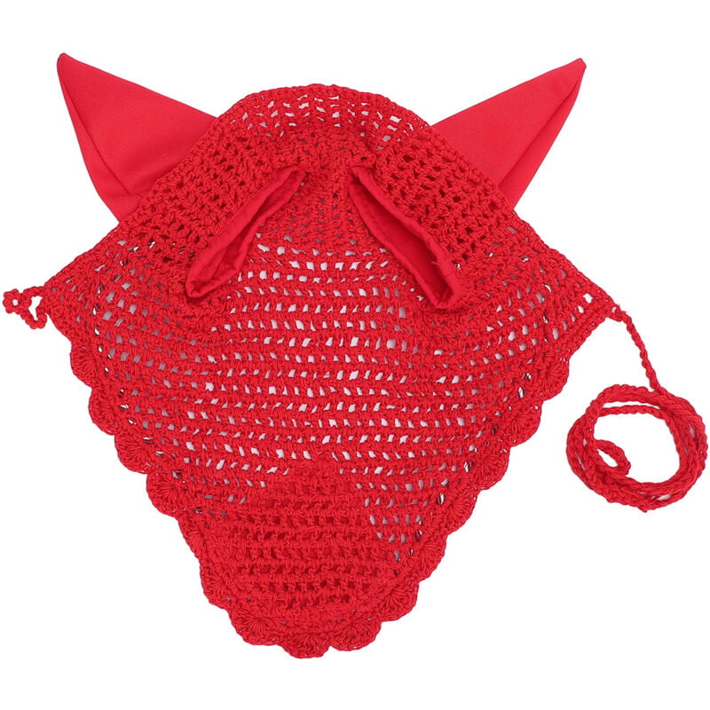 Horse Ear Bonnet Cotton Breathable Horse Fly Veil Ear Net Crochet Equestrian for Sensitive Horses