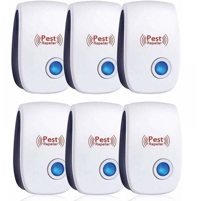 Ultrasonic Insect Repellent, 6-Pack, for Mice, Flies, Bugs, Spiders, and Cockroaches. YMYNY