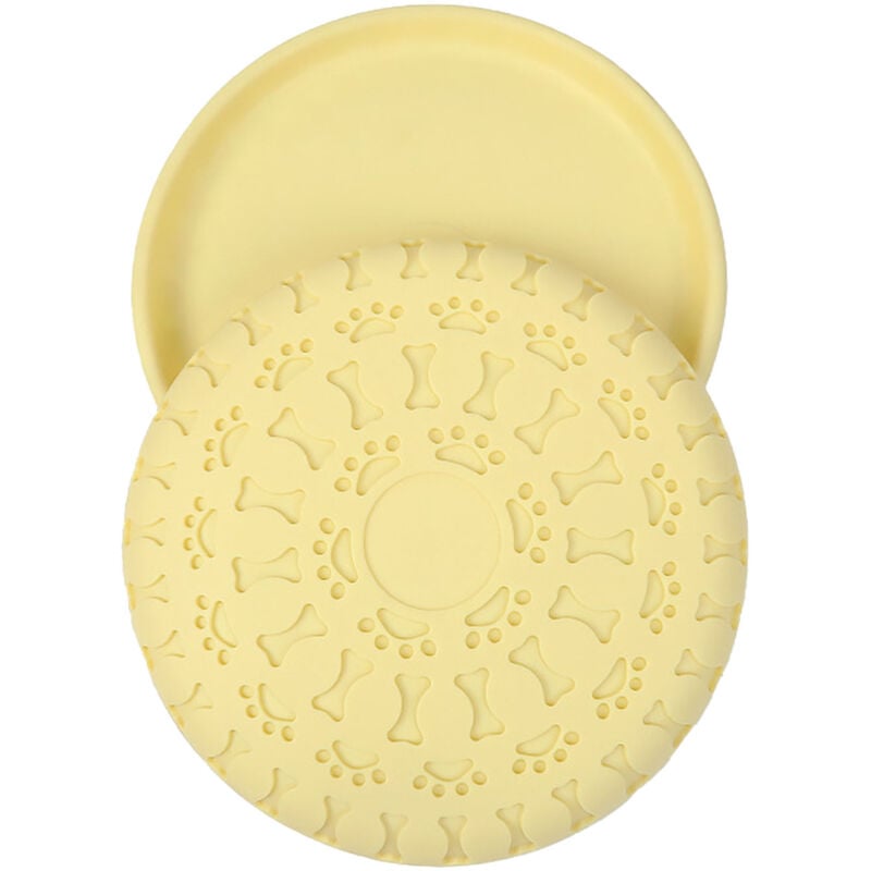 Dog Flying Disc Toy Bite Resistant Flexible TPR Pet Flying Disk Bowl for Water Food Feeding Training Yellow