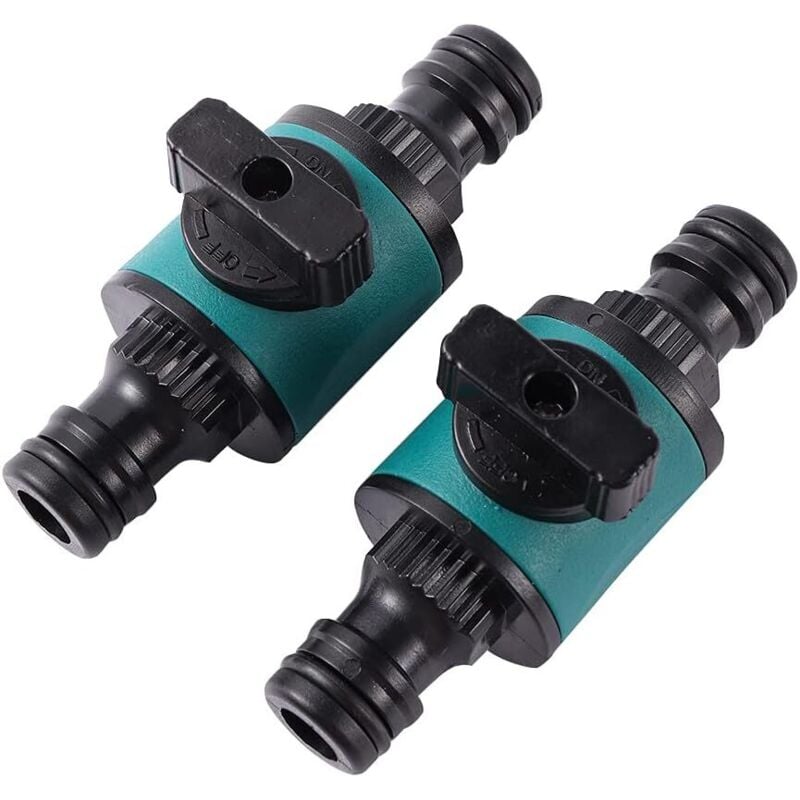 Tinor - Adhere to Fly 2pcs 16mm Garden Hose Quick Connector with 2 Way Shut Off Valve