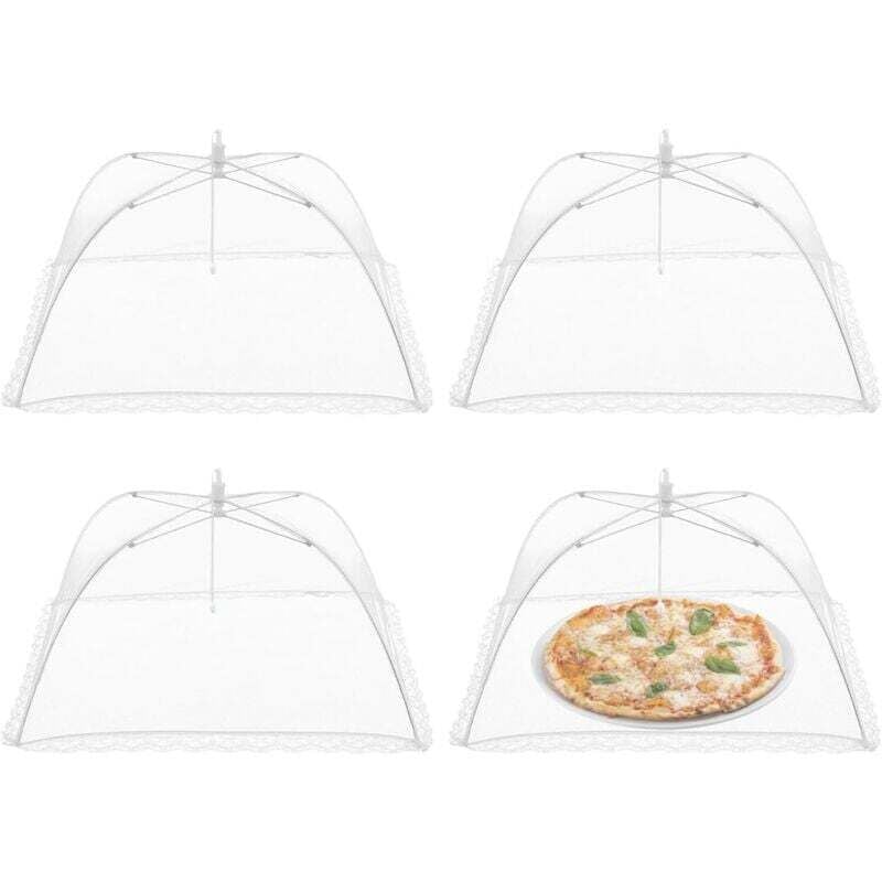Ymyny - 4pcs Foldable Fly Food Cloth Foldable Mesh Food Cover Umbrella Tent Picnic Food (White) mumu