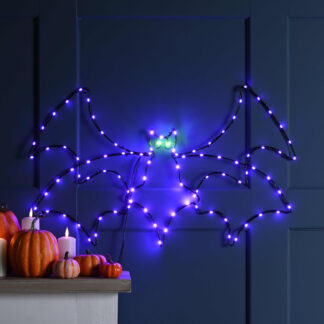 Festive 60cm Purple Flying Effect Bat Lit Halloween Decoration