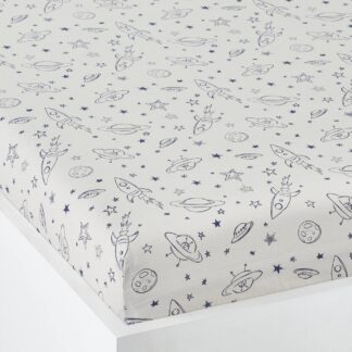 Fitted Sheet for Children, Planets Theme light grey/print
