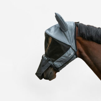 Horse Riding Fly Mask With Frame For Horse & Pony - Asphalt Grey