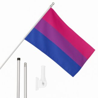 Large 5ft X 3ft Bisexual Flag with 6ft Pole & Wall Bracket
