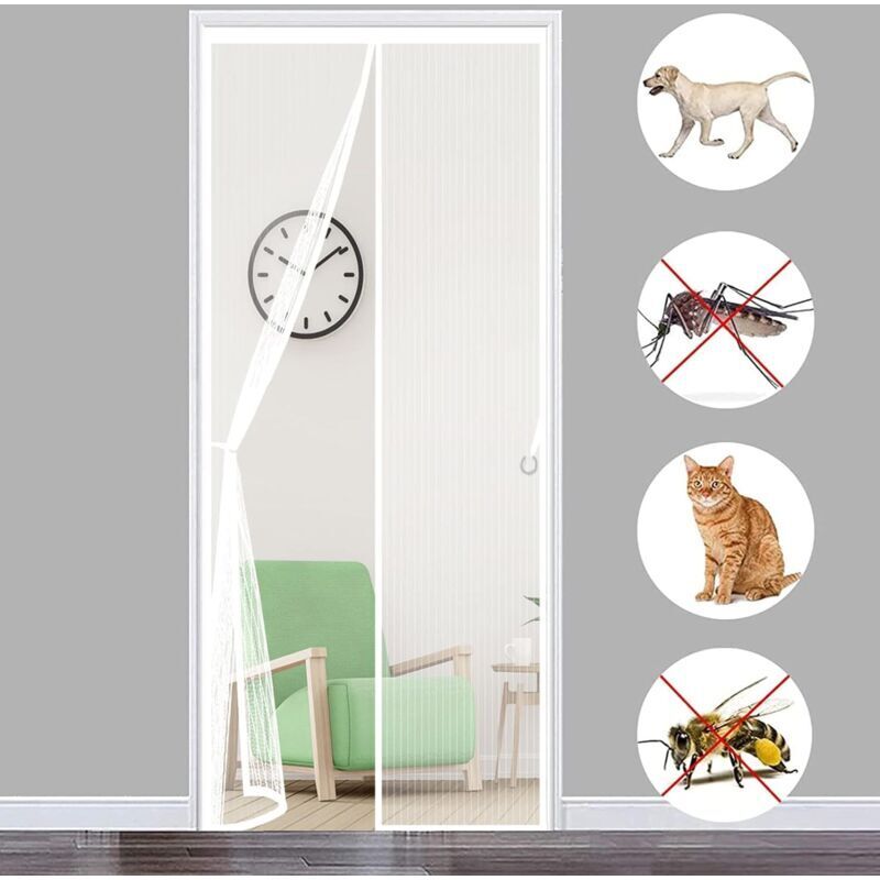 1 piece Magnetic Door Mosquito Net, 120x210 cm, Automatic Fly Screen, White, for Interior / Patio / Sliding Door