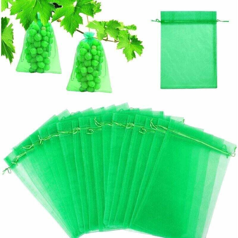 100-Piece Fruit Protection Bags, 20x30cm Grape Protection Bags, Organza Garden Bags with Drawstring, Protects Against Wasps, Fruit Flies, Beetles,