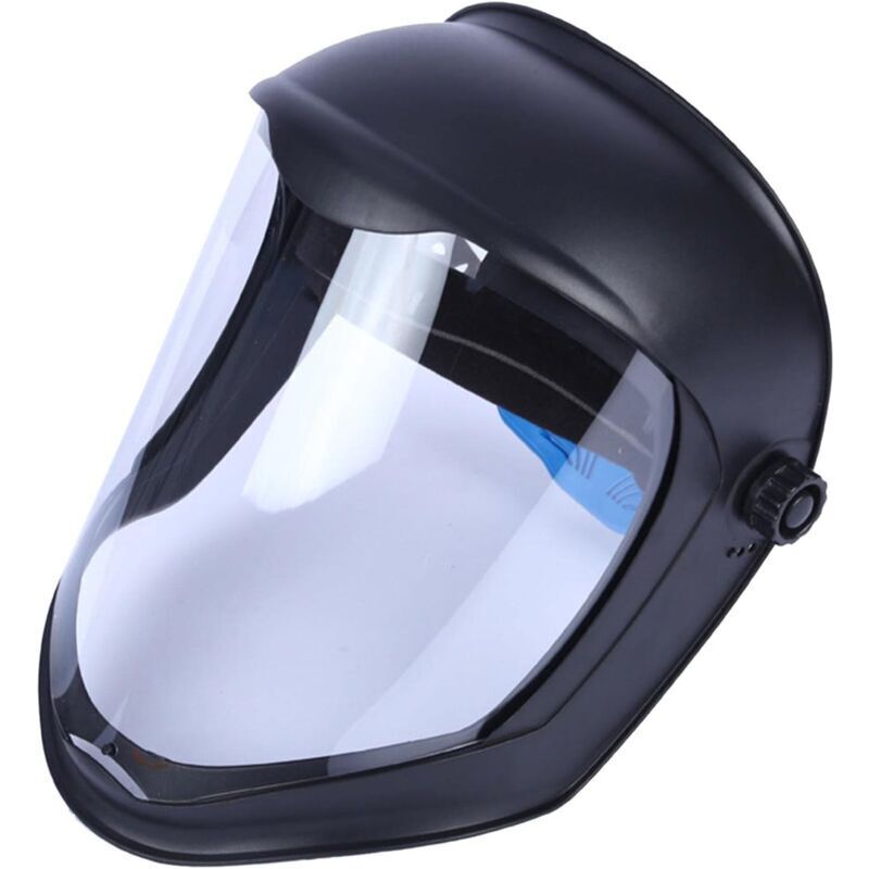 Face helmet with visor cover, anti-fog safety cut, protects against falls, double headband mask