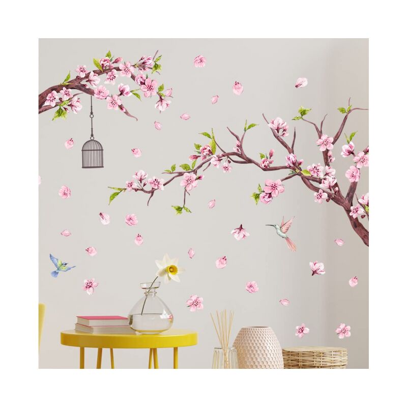 Hummingbird on The Tree Branch Wall Sticker, Flying Birds Wall Stickers Removable diy Wall Art Decor Decals Murals for Kids Girls Nursery Bedroom