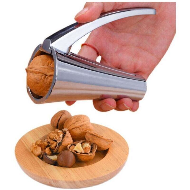 Nutcracker, fits all nuts, minimal effort to crack hard shells, no flying shells and no pinched fingers, Silver...