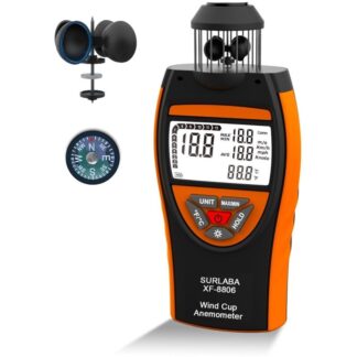 Ccykxa - Digital Anemometer, 4 Cups Wind Speed Meter 0.742m/s, Portable Anemometer Measure max/min/avg Wind Speed and Temperature (°C/°F), Air Flow