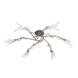 Elstead FLY6/SF Semi Flush Light In Black/Silver & Gold