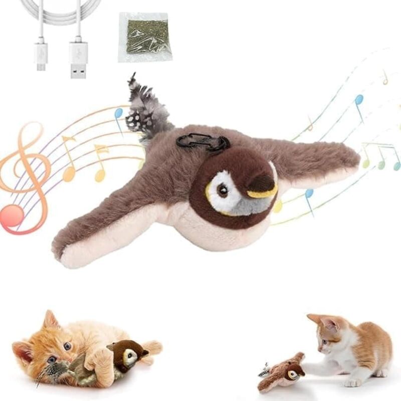 Interactive Cat Toy with Bird Movement and Catnip - Rechargeable via USB