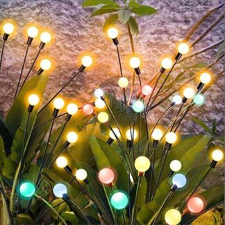 Outdoor Solar Lights, 4 Pieces 10 LED Solar Firefly Lights for Garden, Balcony, Outdoor Solar Garden Decoration, IP65 Waterproof, [Energy Class C]