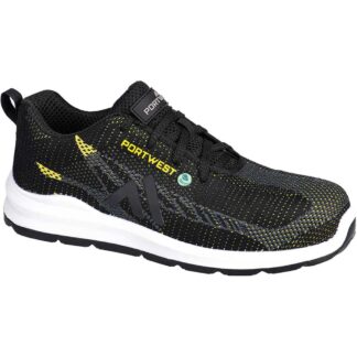 Portwest Eco Fly Composite Safety Trainers Black / Yellow Size 4