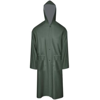 Waterproof Heavy-duty Long Raincoat with Hood Green l Vidaxl
